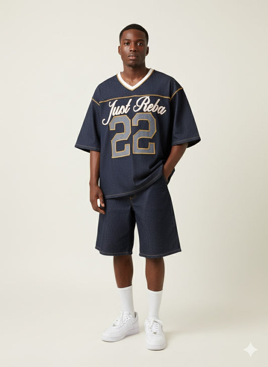 Denim JR X VT football jersey